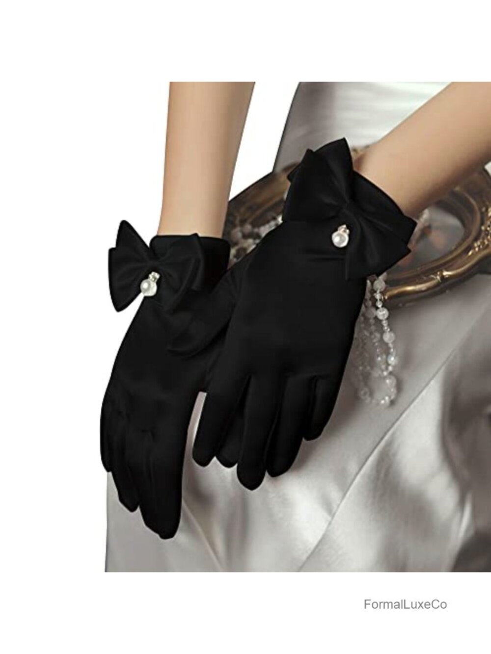 Satin Short Opera gloves for Bridal Wedding Formal Party 1920s Fancy Dress